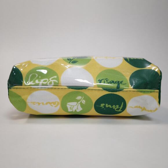 Lancome Cosmetics Small Zip-up Bag 6x5.5x2" Retro Yellow Lime Green White NWOT - Picture 3 of 9